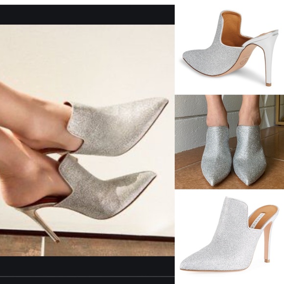 🔥$500 VERONICA BEARD🔥 Perfect “Penn” Mules Silver Glittered - Picture 2 of 16